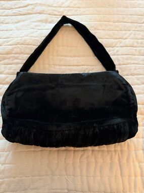 Black Velvet Shoulder Bag - Unbranded Elegant Evening Purse